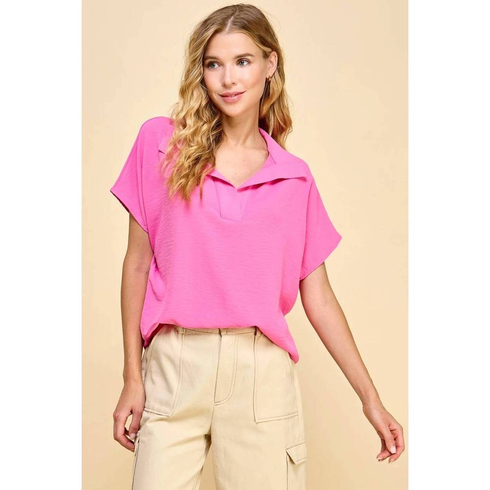 NEW LES AMIS solid basic shirt in bubble gum